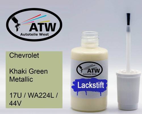 Chevrolet, Khaki Green Metallic, 17U / WA224L / 44V: 20ml Lackstift, von ATW Autoteile West.